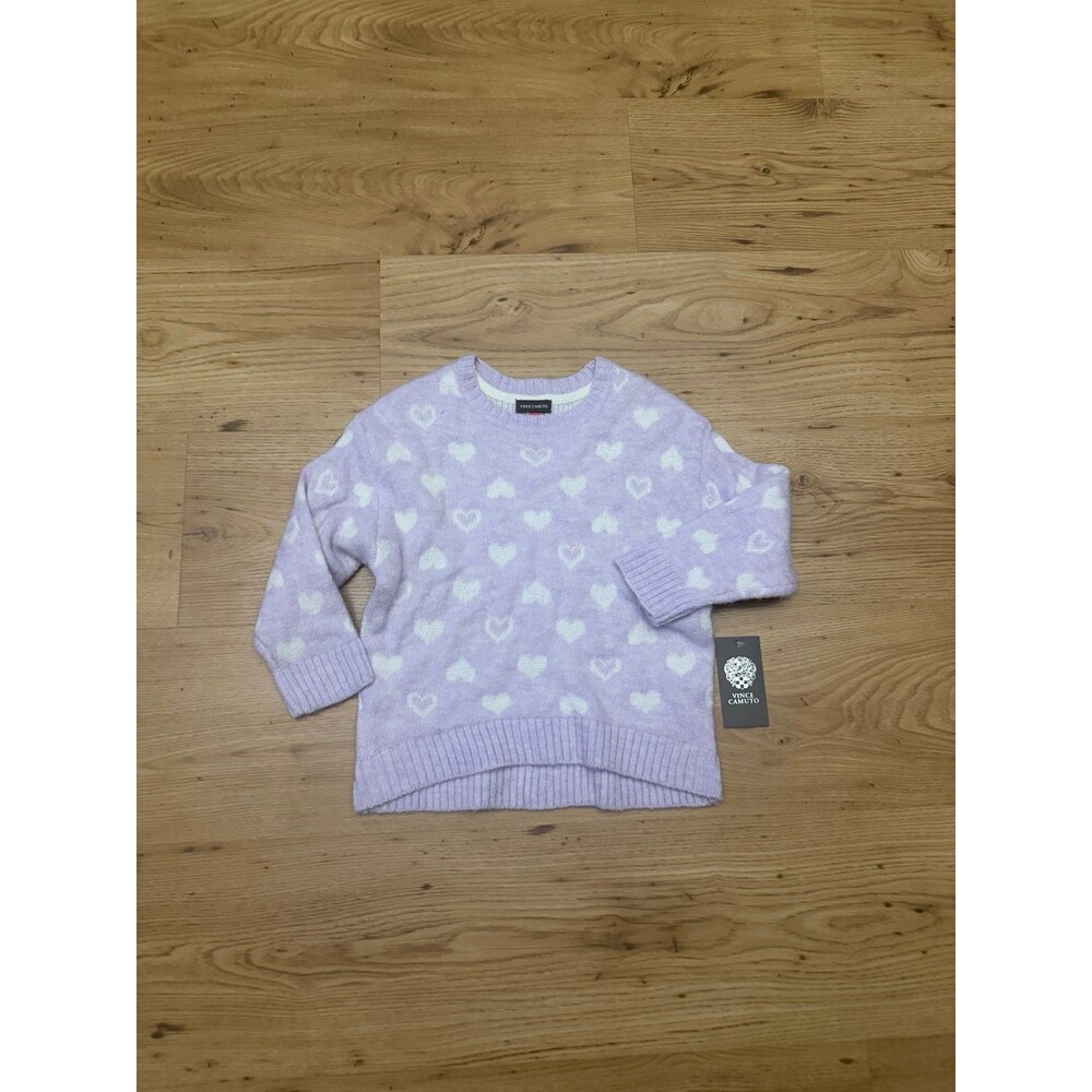Vince Camuto Girls Lavender Heart Knit Sweater